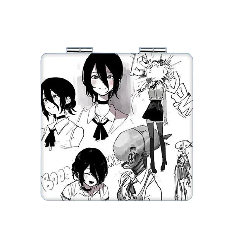 7×6cm Chainsaw Man Folding Double-sided Makeup Mirror Anime Cute Portable Travel Mini Girls Magnifying Square