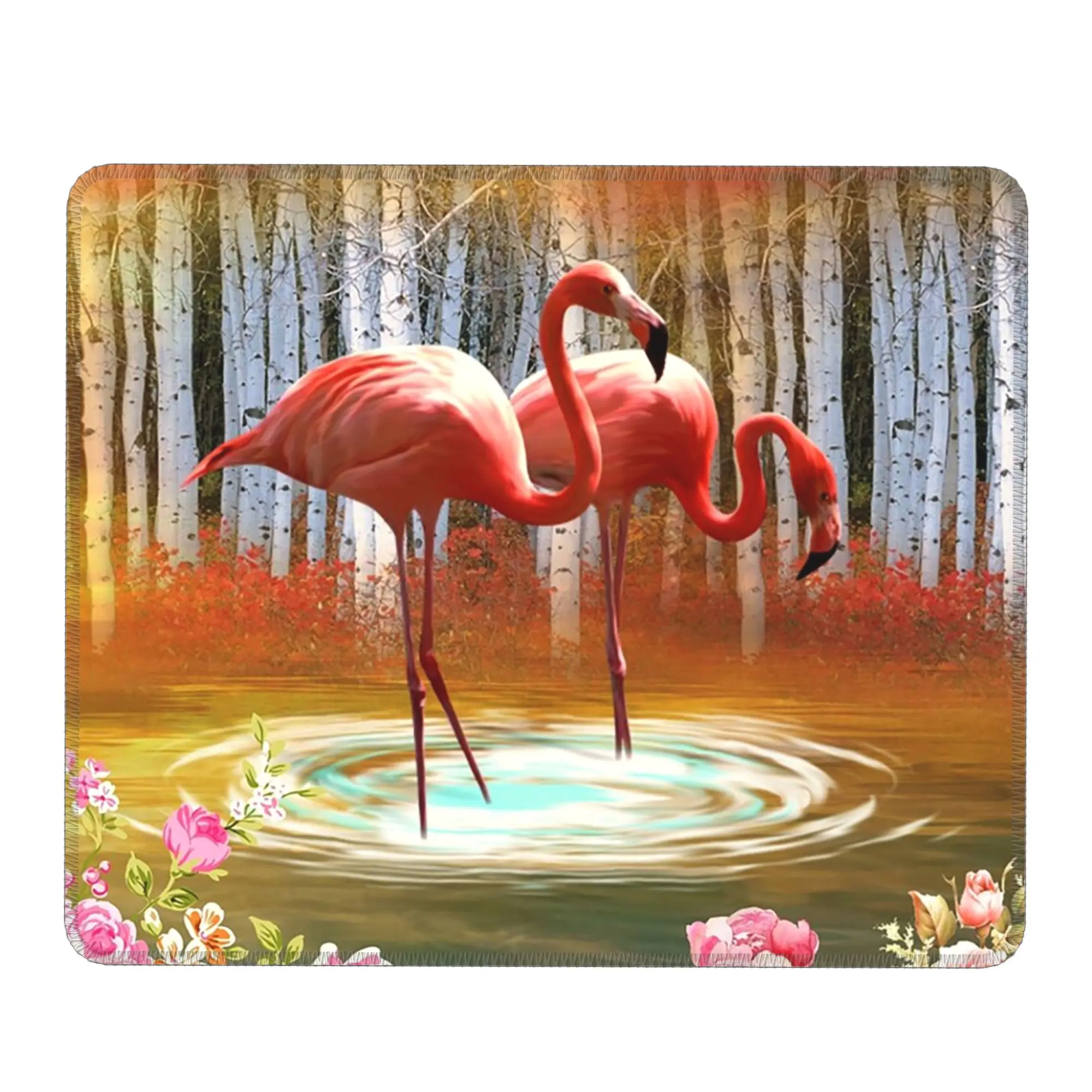 Flamingo In The River Forest Scene Mouse Pad Computer Keyboard Mouse Mat Gaming PC Laptop Desk Mat Office Accessories Table Mats