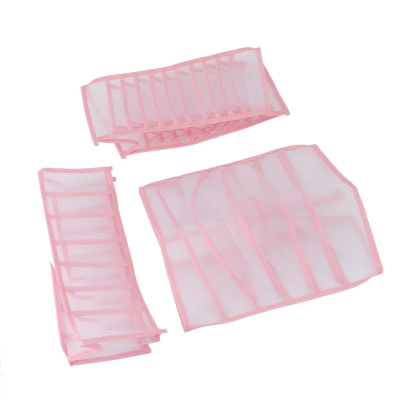 Three Piece Drawer Storage Box, Underwear Storage Compartment Box, Mesh Storage Box, Suitable For Socks, Bra, Tie