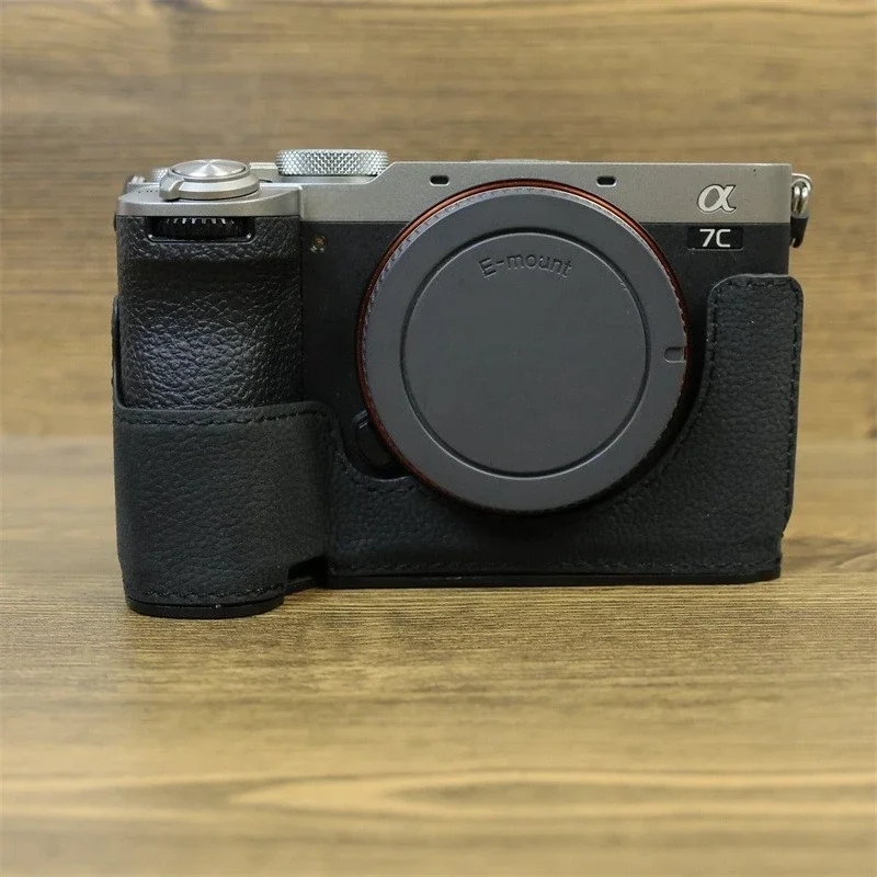

Leather Camera Half Case For Sony ILCE-7c2 camera bag protective case a7c2 half set base a7c2