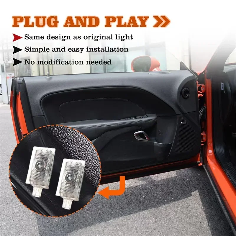 2PCS LED Courtesy Lamp Car Door Logo Welcome Light Projector For Chrysler 300 300C 300S 2005-2017 2018 2019 2020 2021 -2024 view 6