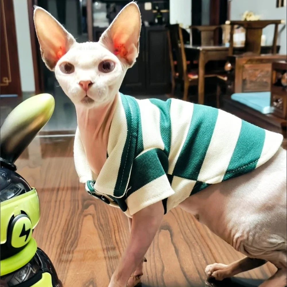 Fashion Cat Puppy Striped Polo Shirt Autumn Summer Pet Clothes for Small Dogs Cats Thick/Thin Stripes Kitten Pullover Outfits