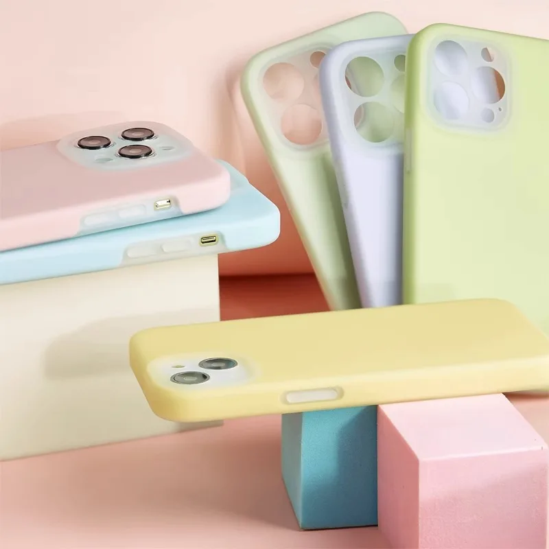 Silicone liquido gelatinoso, adatto per la custodia del cellulare iPhone16P, obiettivo all-inclusive Macaron, custodia protettiva Apple 15Pro.