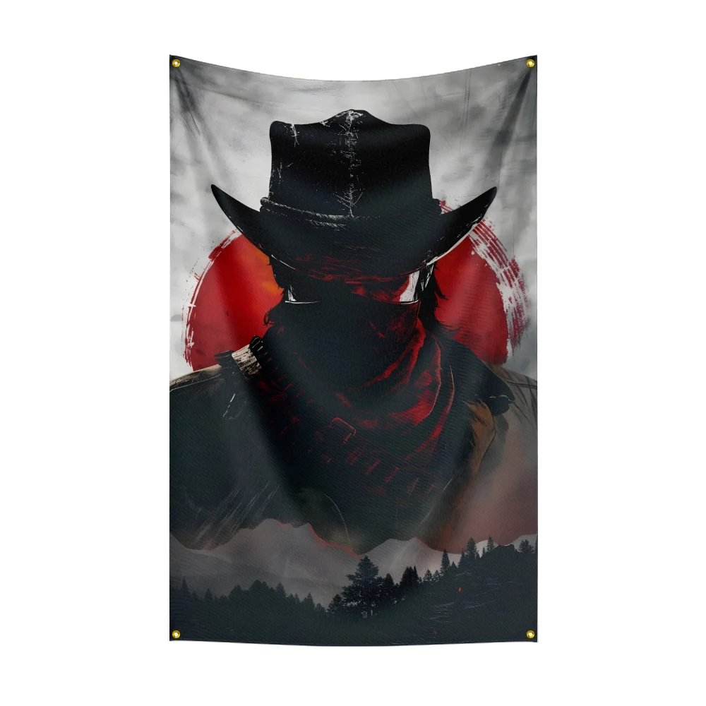 90X150CM Red-Dead-Redemptions 2 RDR2 الولايات المتحدة الغربية كاوبوي العلم البوليستر المطبوعة أعلام لغرفة المرآب ديكور