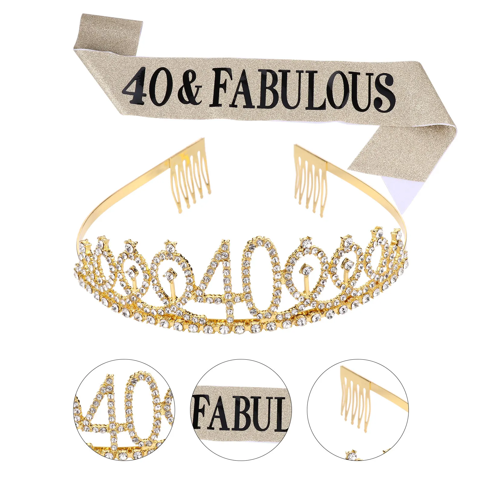 

1 Set Birthday Sash Etiquette Belt Party Decoration For Women Girls Festival Wear Fabric Crown Hair Comb Ritual Belt Party Sash