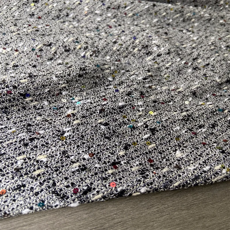 

1 м красочная пряжа с блестками, завязанная импортным хлопковым твидом, модная ткань может использоваться в качестве пальто и юбки