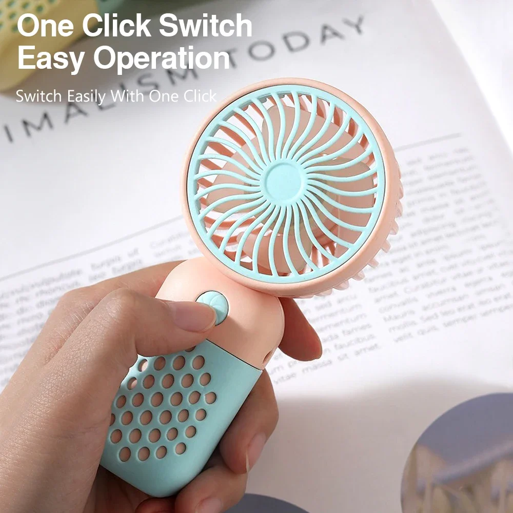 USB Mini Fan Portable Rechargeable Handy Fan Low Noise Small Electric Fan Student Dormitory Portable Air Conditioner for Outdoor