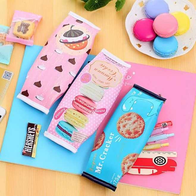 1pcs/lot Biscuit Macaron Cute Pen Bag Stationery Estojo Organizador Escolar School Supplies for kids Gift Utiles Escolares