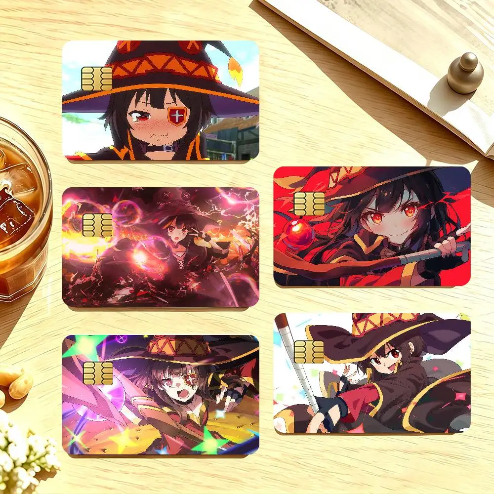 Anime Megumin Credit Card Public Transportation Cards Protective Sticker Waterproof Card Face Decoration 4PCS