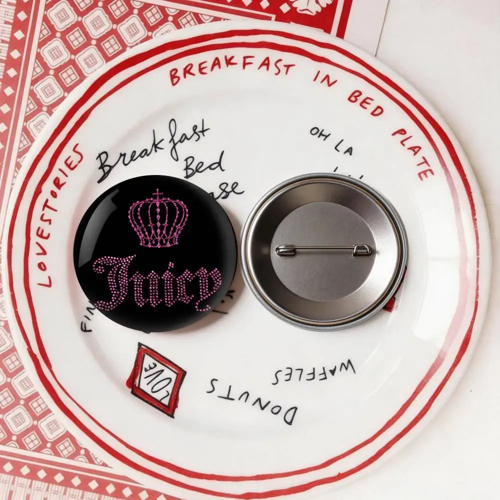 J-Juicy C-Couture  Badge Tinplate Soft Button Pin Brooch Metal Badge Custom Jewelry Accessories Hat Bag Lapel