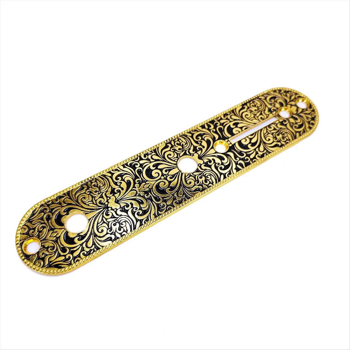 TUREBG 6 String Roller Saddle Bridge and Control Plate for TL Electric Guitar with Carving Decorative Strings Through Bridge