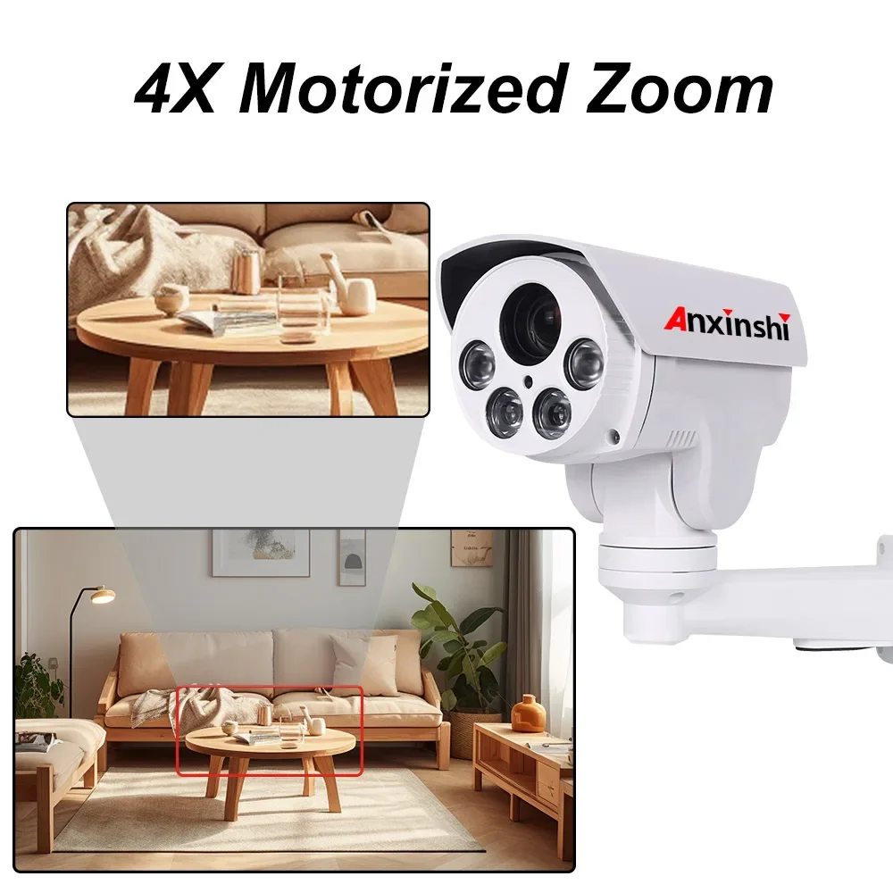 Anxinshi 1080p كاميرا تناظرية 4X التكبير كامل اللون للرؤية الليلية الأمن كاميرا مصغرة IP66 مقاوم للماء في الهواء الطلق تنظيف الأسهم