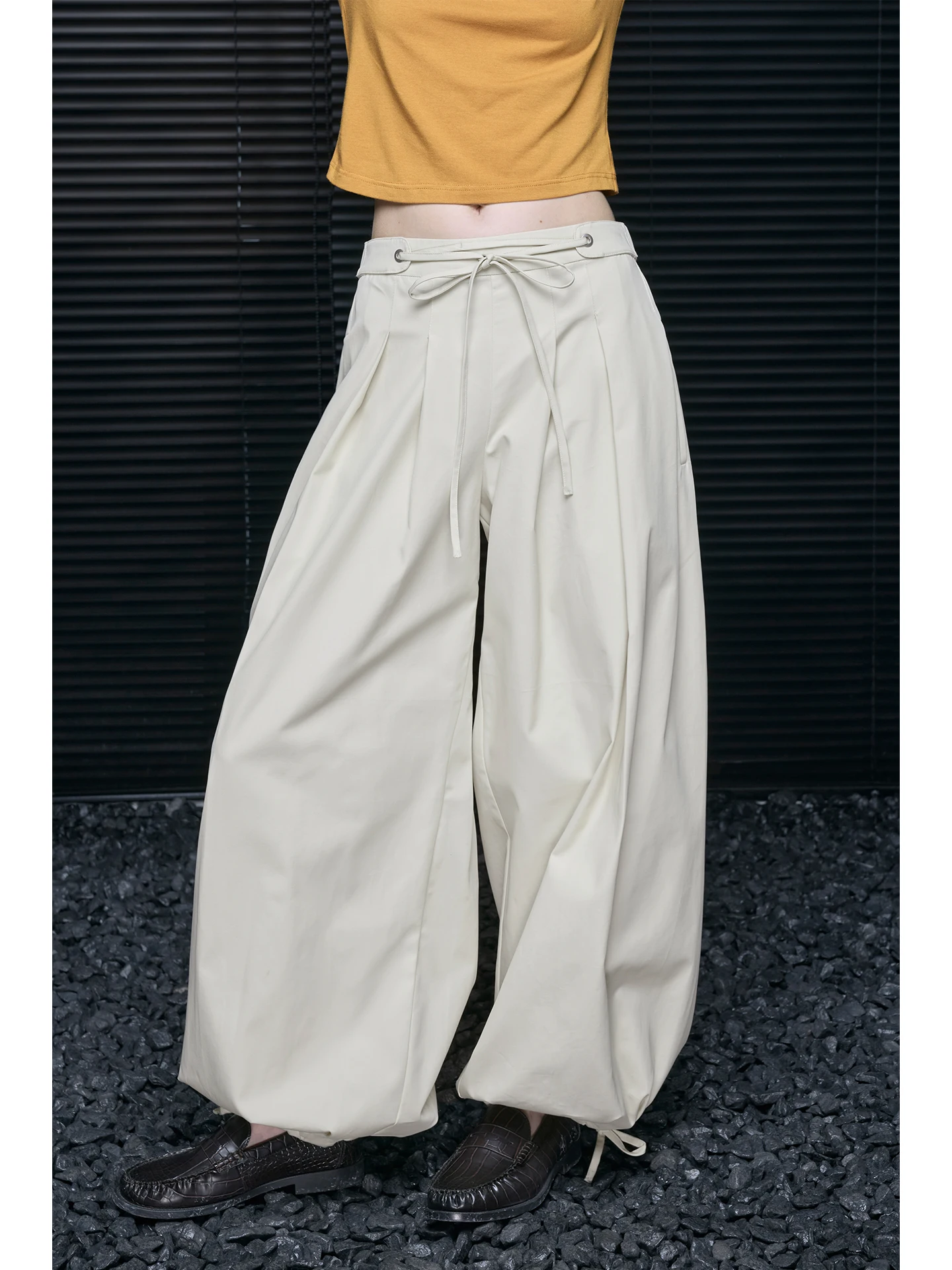

Хлопковые широкие брюки женские свободные повседневные брюки весна 2026 Новинка в уличном стиле с поясом на талии прямого кроя