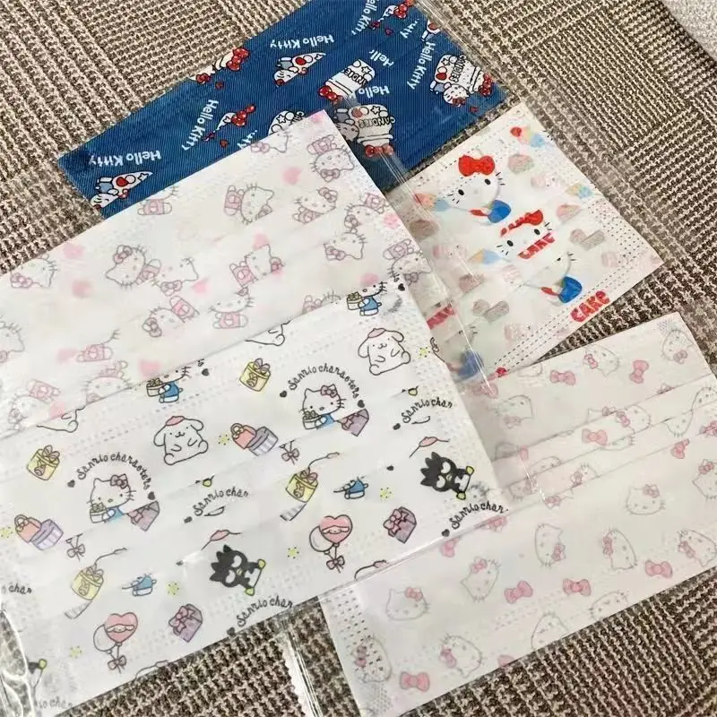 10pcs Miniso Hello Kitty Adult Disposable Dust Protection Safe Breathable Cartoon Anime Face Decoration