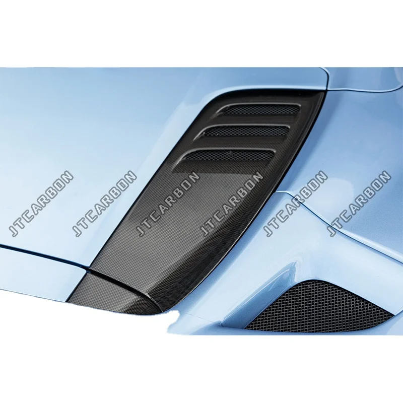 For Ferrari F8 Sports Car Exterior Accessories Dry Carbon Fiber Rear Hood Air Inlet Bumper Trim with Air Vent Outlet Scoop Trim