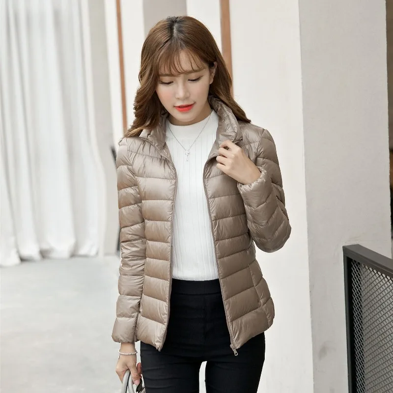 Plus Size Women Stand Collar Puffer Jackets 2024 New Arrivals Spring Autumn Female Ultra Lightweight Packable Down Coats