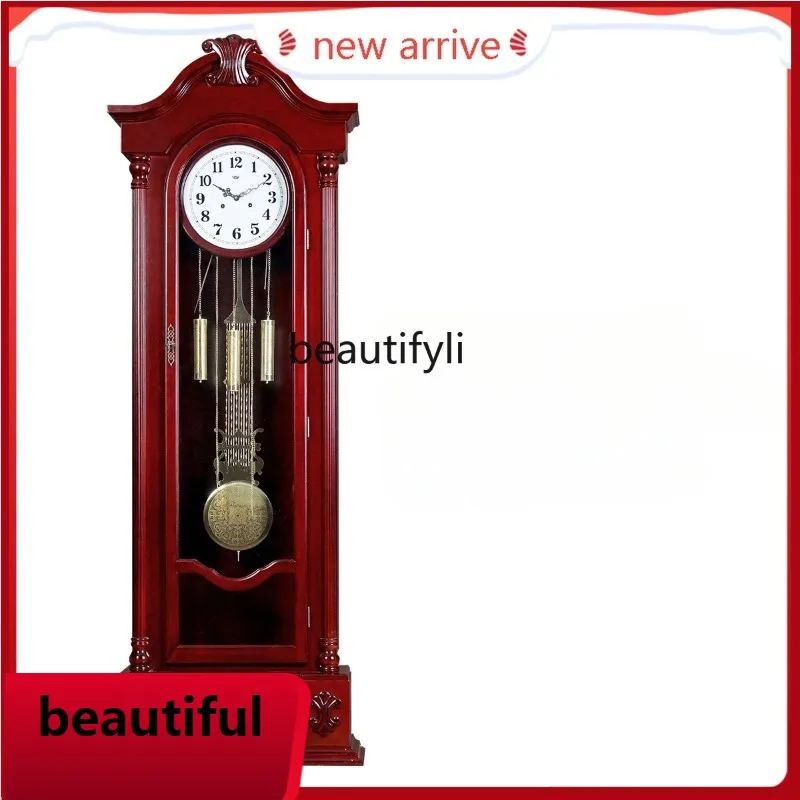 

X Large European floor clock living room solid wood carving flower mechanical clock atmosphere classical clock