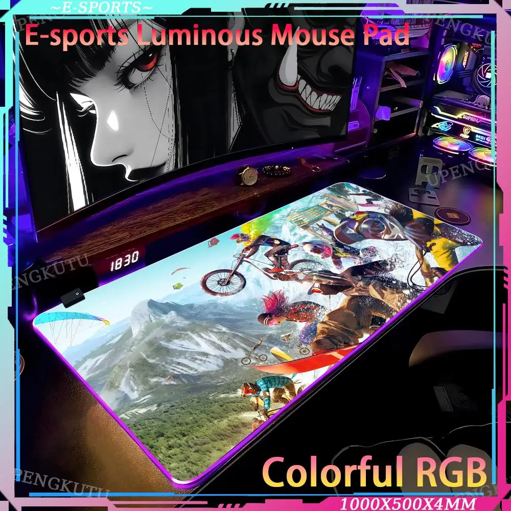 

computer cabinet Mouse Luminous desk pad Riders_Republic Game console mechanical desk Cute desk pad Pad RGB game mouse pad