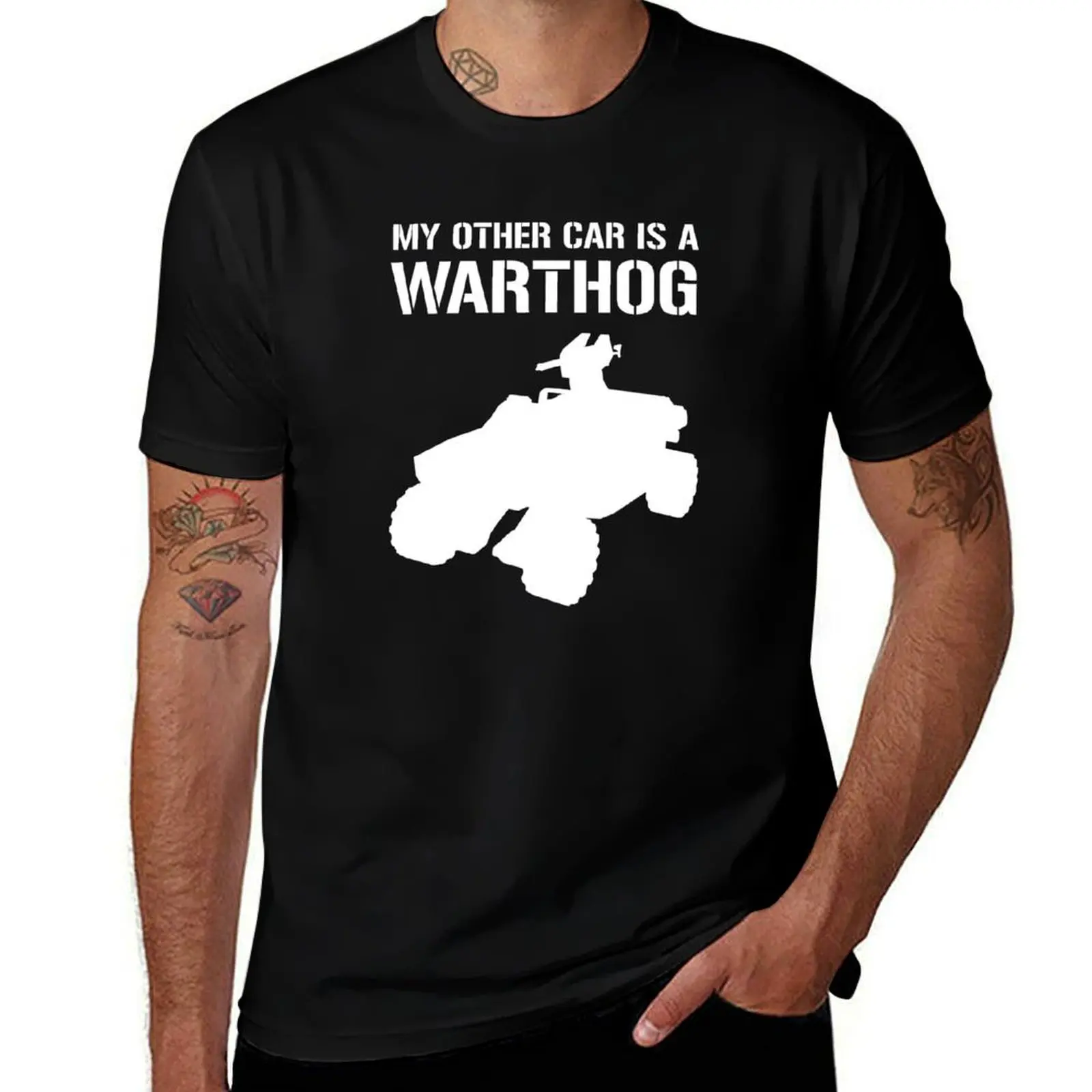 Halo My Other Car Is A Warthog v2 White T-Shirt Basic Crew Neck Short Sleeve Top T-Shirt