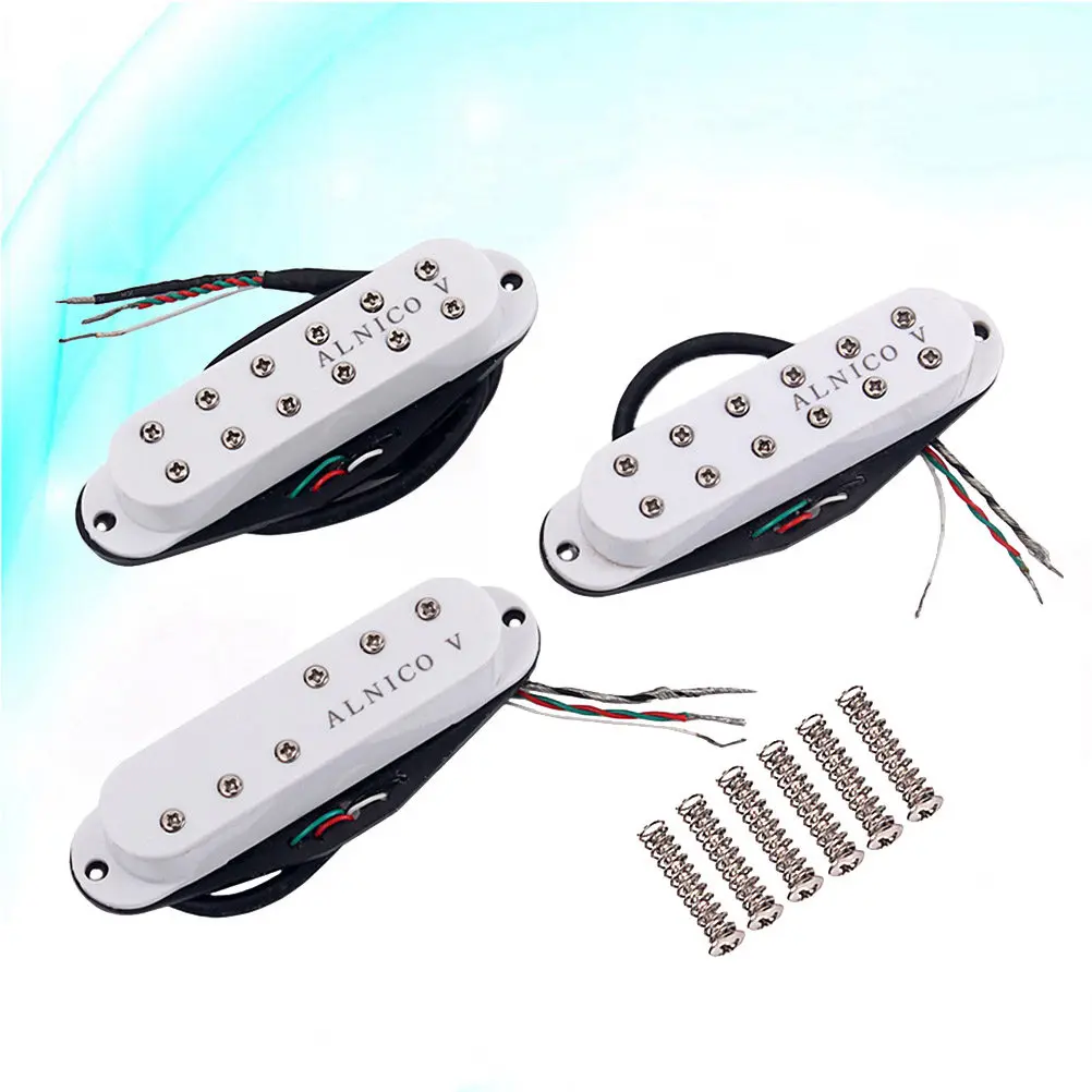3Pcs Sss Guitar Pickup Set Single Coil Alnico V Humbucker for Electric Guitar Neck Middle Bridge Installation DIY Replacement