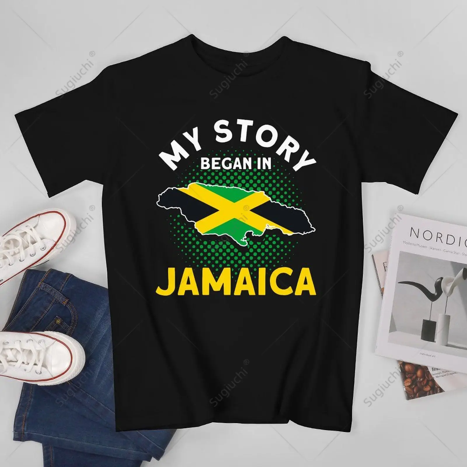 Unisex Men Jamaican Moms Jamaica Lovers My Story Began In Jamaica Pride Tshirt Tees T Shirts Women Boys 100% Cotton T-Shirt