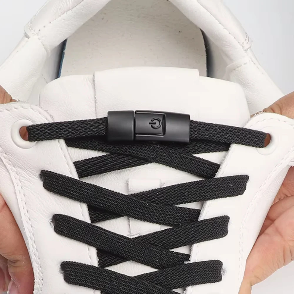 Gradient Flat Stretch No Tie Lazy Shoelaces 8mm Wide Press Lock Firm Hold Elastic Strings Children Adult Sneakers Fitness Travel