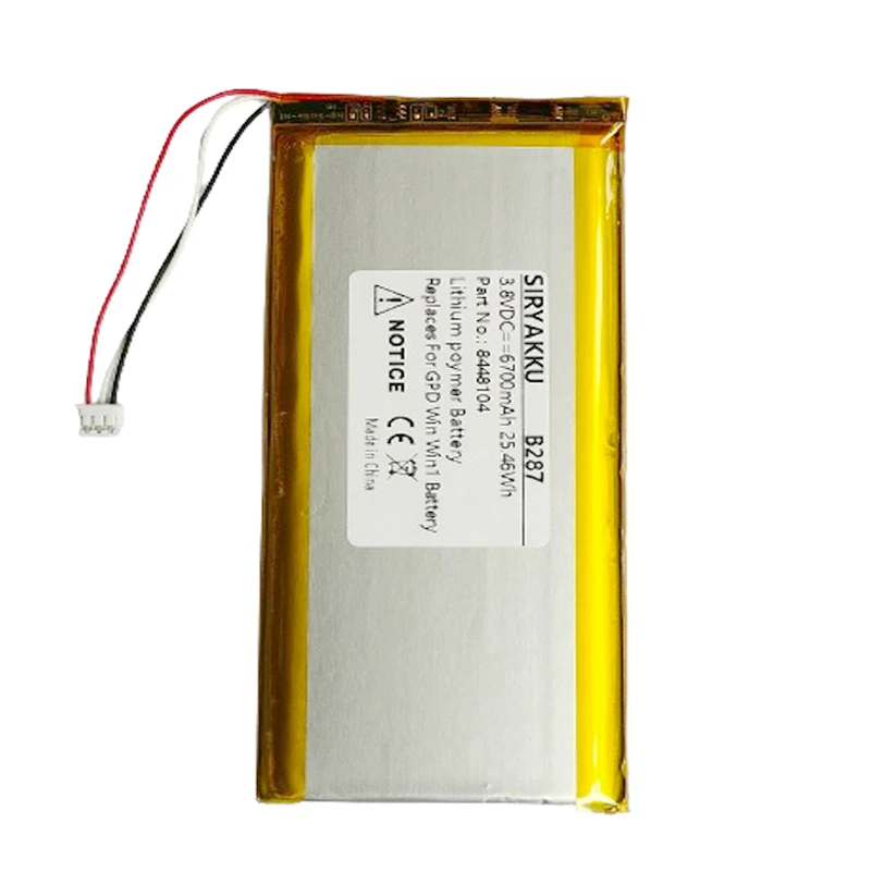 Baterai li-polimer 8448104 3.8V 6700mAh isi ulang untuk GPD win win1 untuk komputer Tablet GPD Win1 3-wire