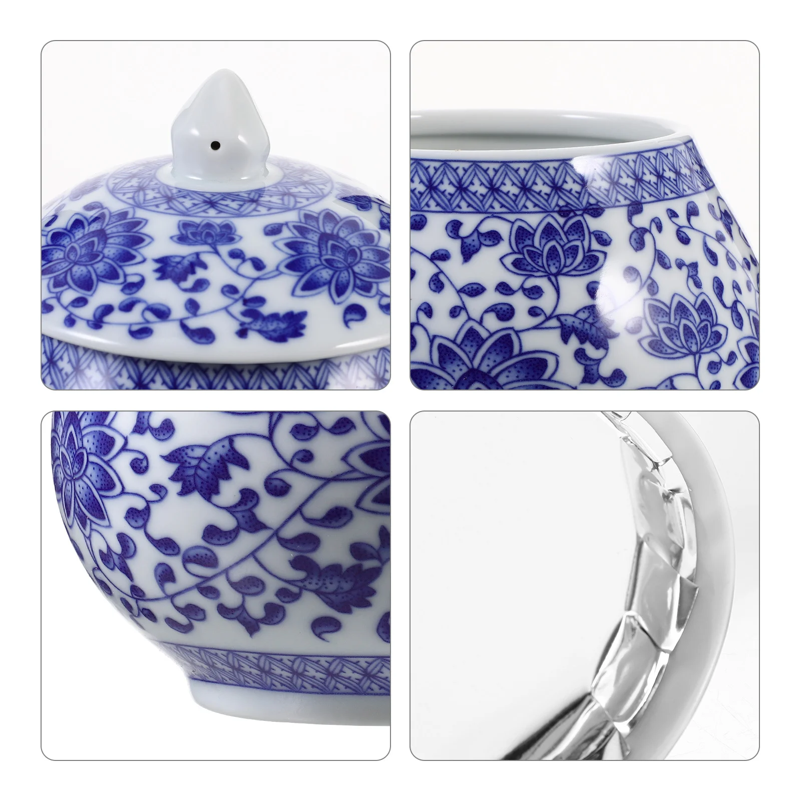 

Chinese Style Ceramic Jar Retro Sealed Tea Canister Multipurpose Food Container for Loose Tea Candies Dried Fruit Snacks Home