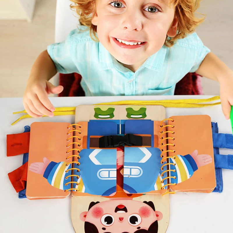 Rompecabezas de educación temprana para niños, juguete de entrenamiento de habilidades básicas de autocuidado, libro de tablero ocupado para niños,