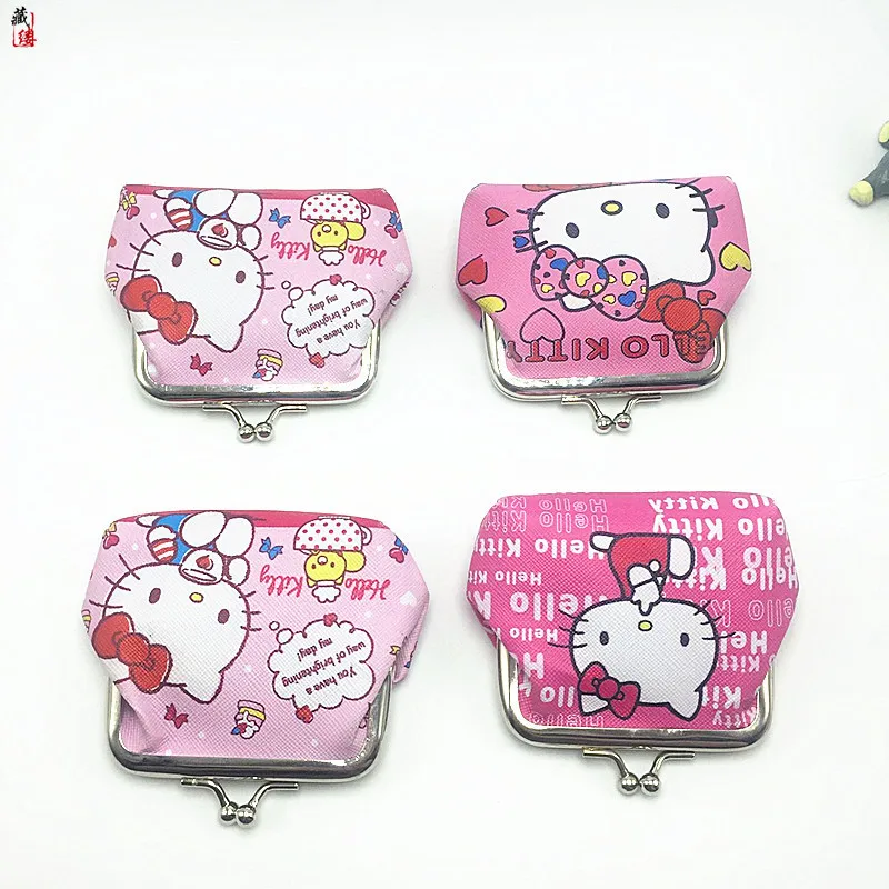 Hello Kitty New Cartoon Coin Purse Creative Small Wallet  Wholesale Purses Pink My Melody Bags Keychain Kawaii Wallet Kid Purses