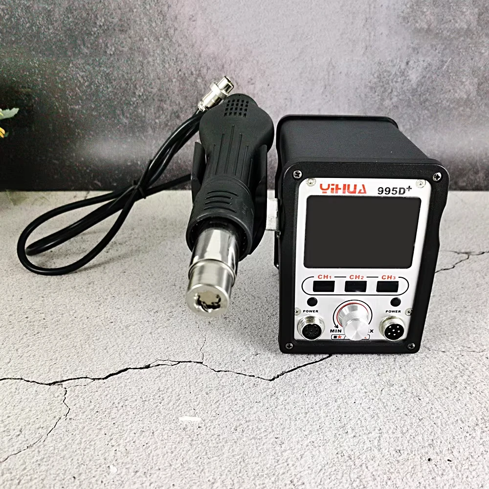

Industrial YIHUA 995D LCD display Rework Station 200-480°C Hot Air Gun + Soldering Iron Auto Sleep