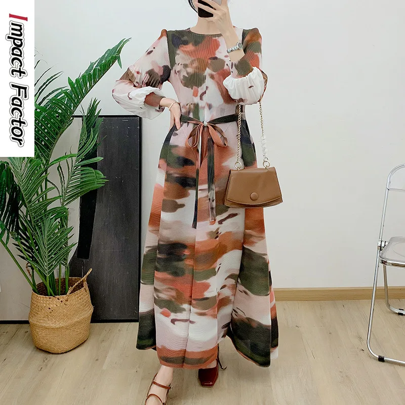 

Женское Плиссированное Платье, Элегантное Длинное Платье с принтом, весна-осень 2024