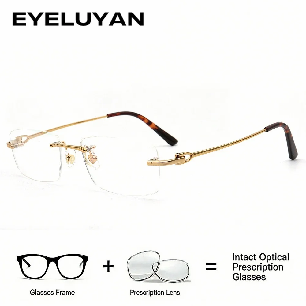 

EYELUYAN Customized Progressive Prescription Glasses Myopia Eyeglasses Pure Titanium Rimless Eyewear Optical Corrective Glasses