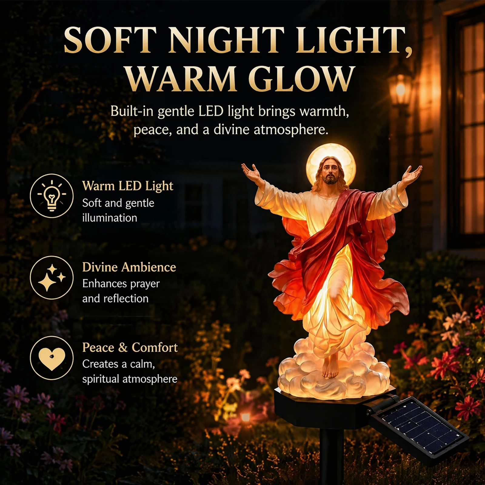 Estátua de Jesus para Jardim c - Solar Security Light avaliação e preço