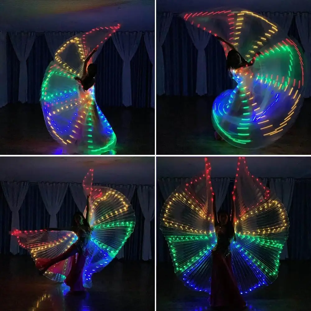 LED Fairy Wings Cloak Adult Children Dancers Colorful Luminous Butterfly Wings Belly Dancing Performance Stage Party Photo Prop