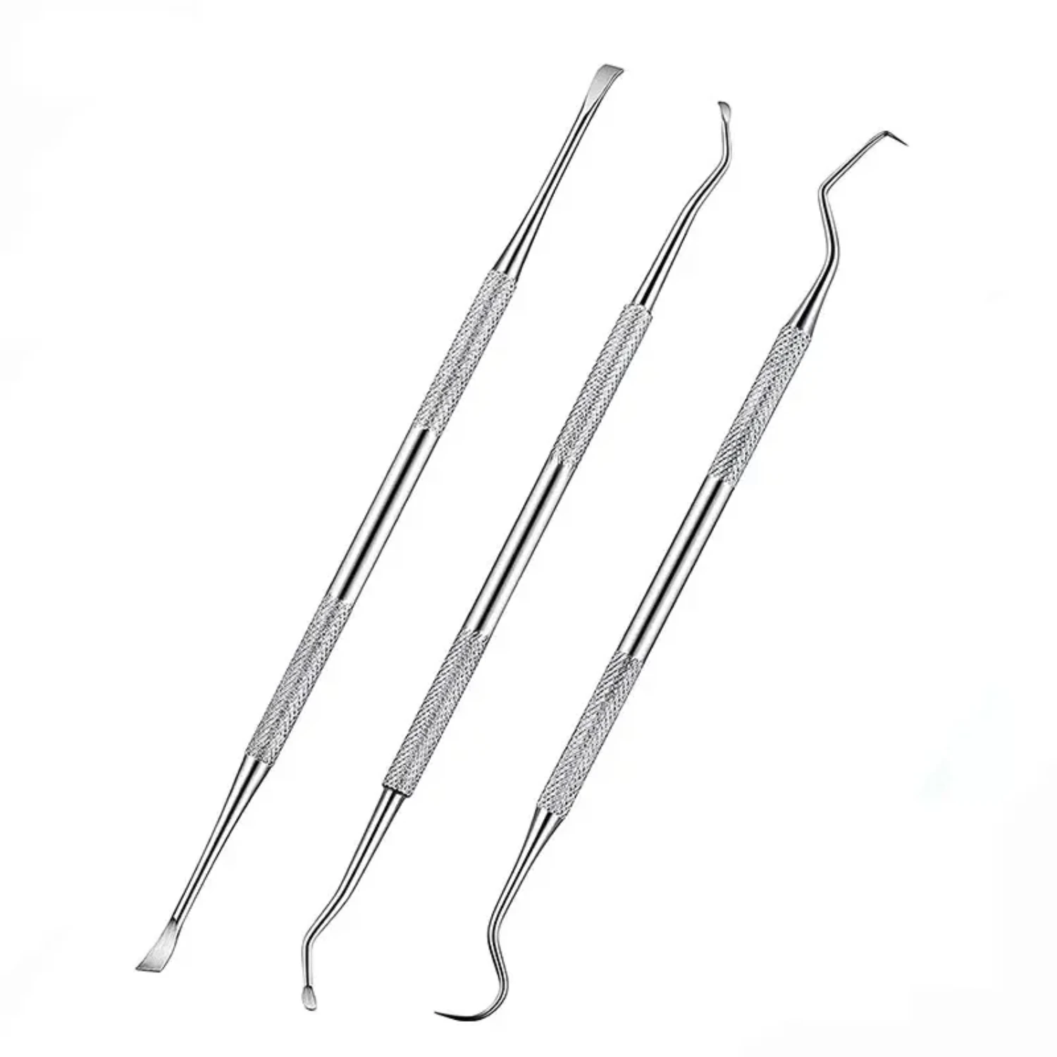 Premium High-Quality Set of 3Pcs Professional Stainless Steel Double Headed Pet Dog Tooth Scaler and Scraper - Effective Dental 