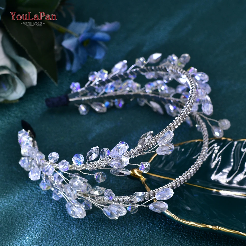 YouLaPan Handmade Double Layer Crystal Hair Hoop Elegant Women Shiny Wedding Headband Accessories Bridesmaid Party Tiara HP690