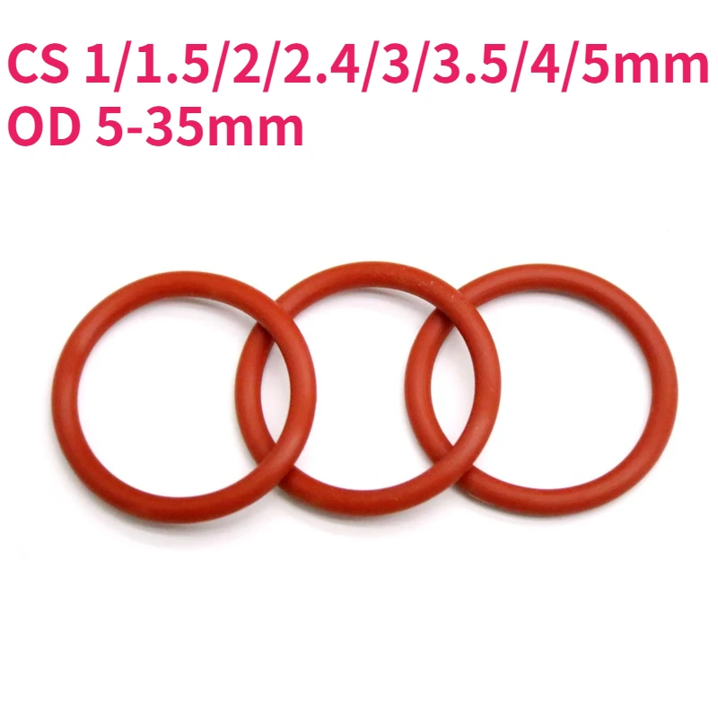 VMQ Food Grade Red Silicone O-Ring OD 5-35mm Thickness CS 1-5mm Sealing Ring Washer Gaskets Waterproof And Heat-Resistant