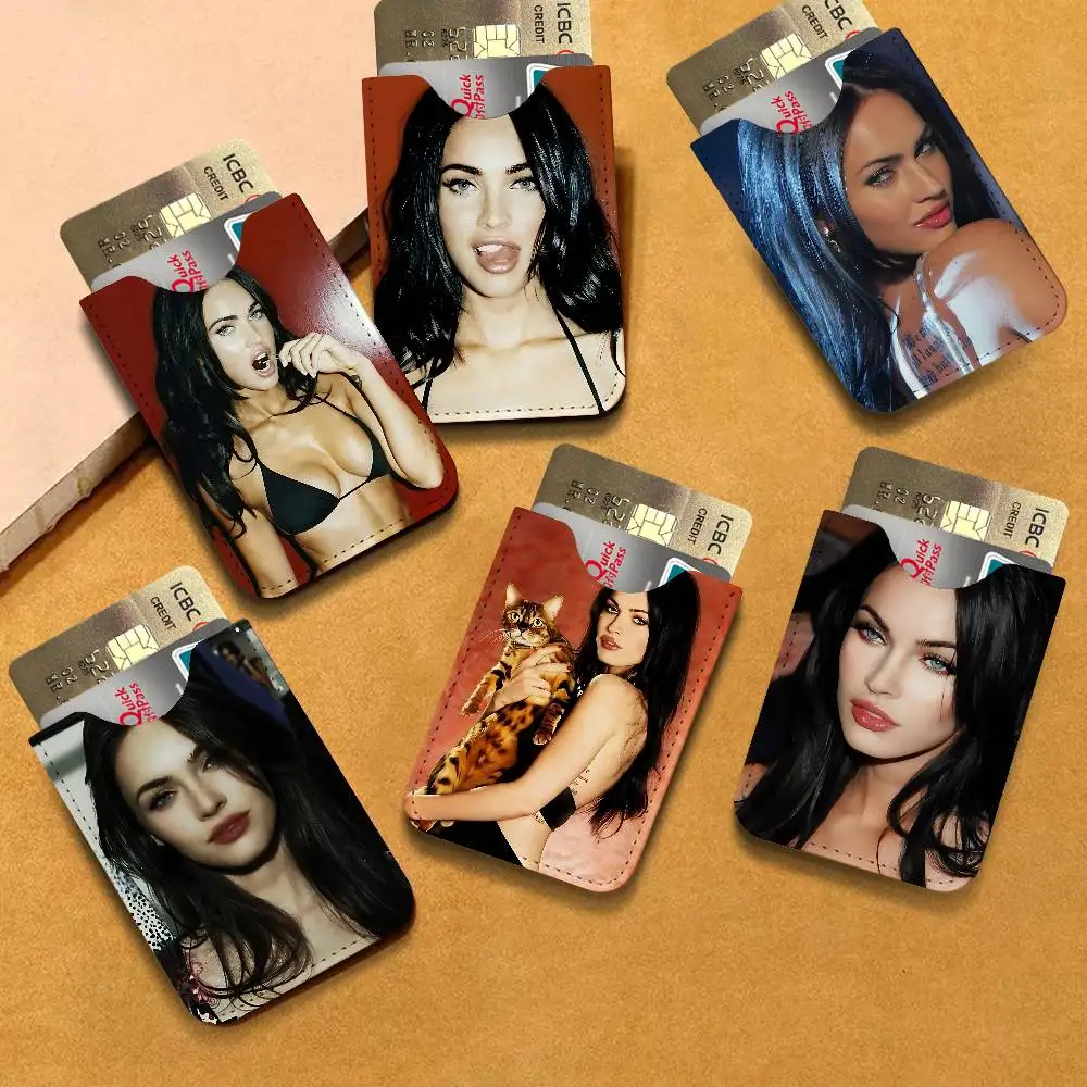 Megan F-Fox Vintage Beauty PU Leather Card Holder Sleeve for Credit Cards,Secure/Slim Design, Travel Storage Essentials