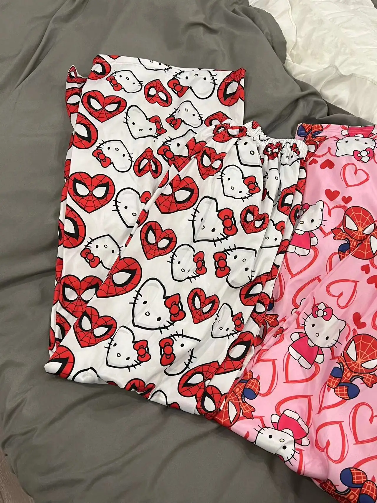 Hello Kitty Spider-man Katoen Losse Dames Pyjamabroek Pyjamabroek Dames Heren Cartoon Slaapbroeken Lounge Wear Meisjesslaap