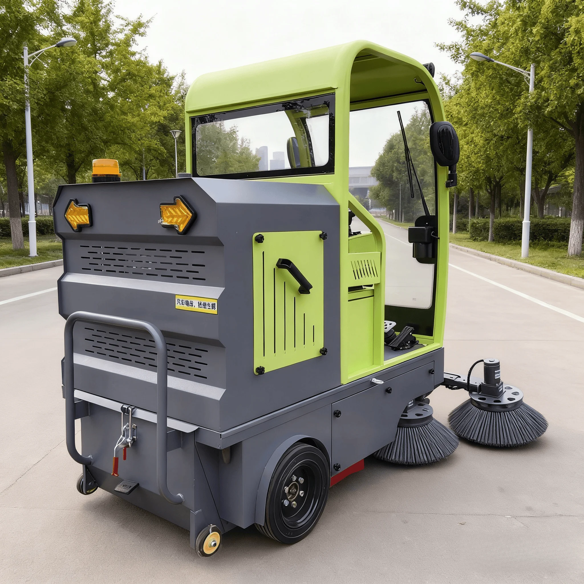 New Industrial Cordless Ride-On Battery-Powered Electric High Pressure 1800mm Leaf Collecting Road Street Floor Sweeper Custom
