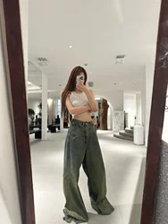 24ss Autumn Owens Jeans Vintage Style Full Length Rick Trouser High Street Gradient Slacks Stylish Wide-leg Pants RO Sweatpants