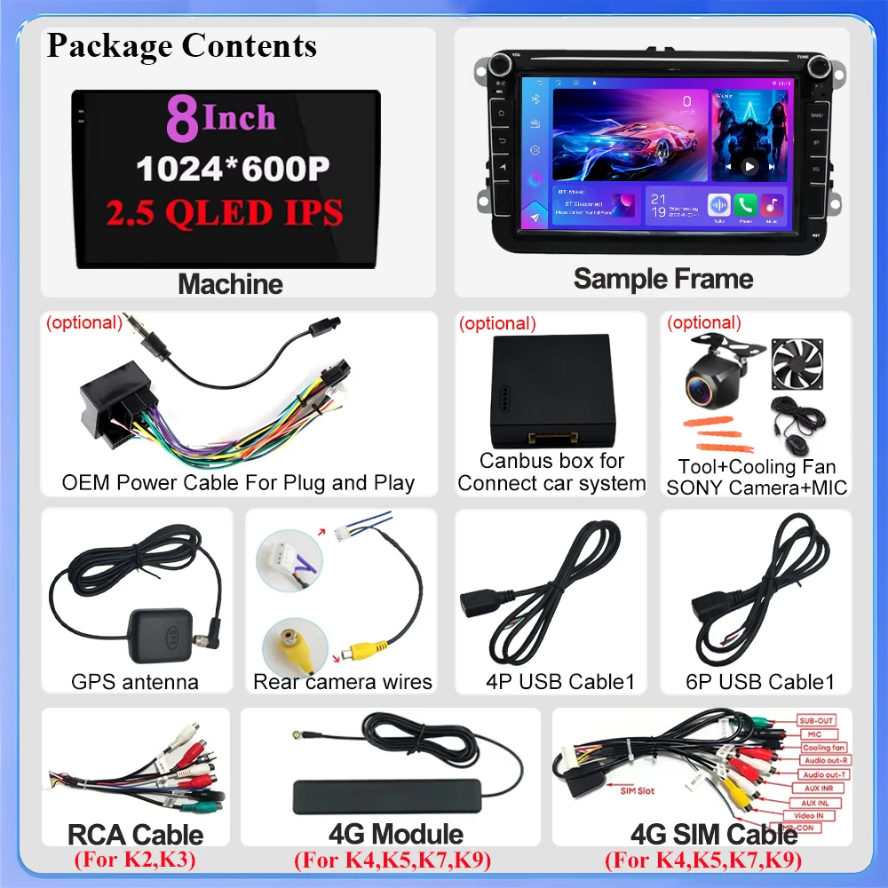 راديو سيارة 8 بوصة لسيارة VW Volkswagen Skoda Octavia Golf 5 6 Touran Passat B6 Polo Jetta Skoda Octavia SEAT CarPlay Android Auto 2Din #6