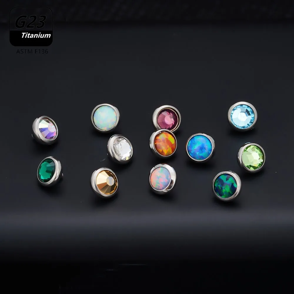 Titanium Internally Threaded Piercings Medusa Jewelry Piercing 16g G23 Anchor Surface Skin Diver Microdermal Gem Body Opal