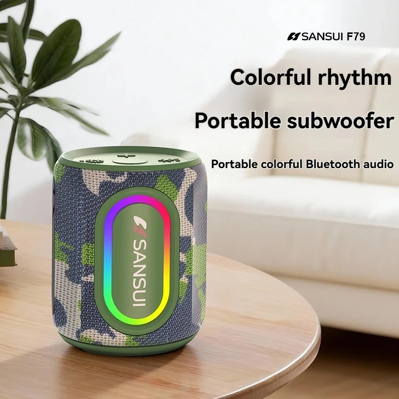

SANSUI F79 wireless Bluetooth speaker card insertion portable music player 30W outdoor RGB cycling subwoofer supports TWS/TF/AUX