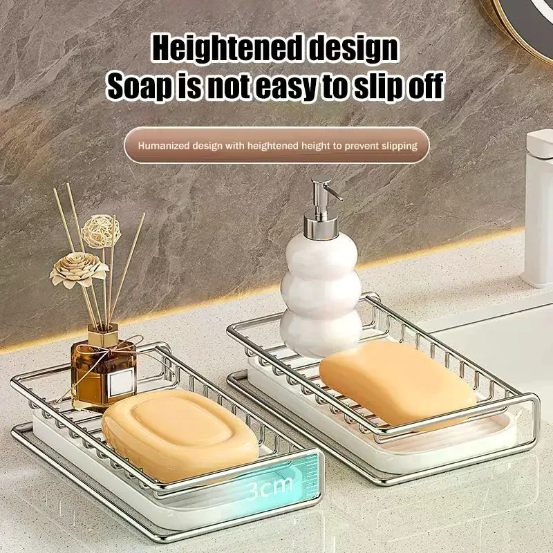 

Stainless Steel Soap Rack Kitchen Bathroom Sink Shelf W Drainage Tray Rust-resistant Saver Basket For Kitchen Bathroom Accessory