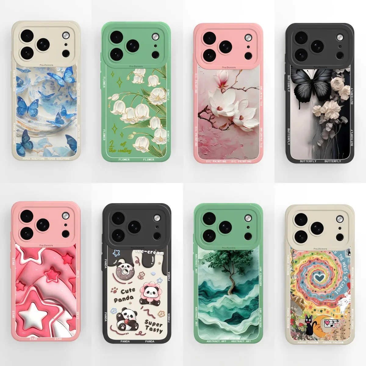 Case For iPhone 17 Pro Max 17 Air Cute Cartoon Panda Pretty Flower Soft Silicone Full Protective Bumper Cover Anti Scratch Funda