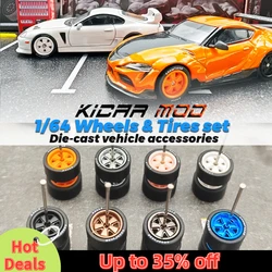 1/64 Wielen met Rubberen Banden FUCHS Inbouwen Onderdelen voor Diecast Model Auto Hot Wheels Matchbox Tomica D: 11mm 1 Set