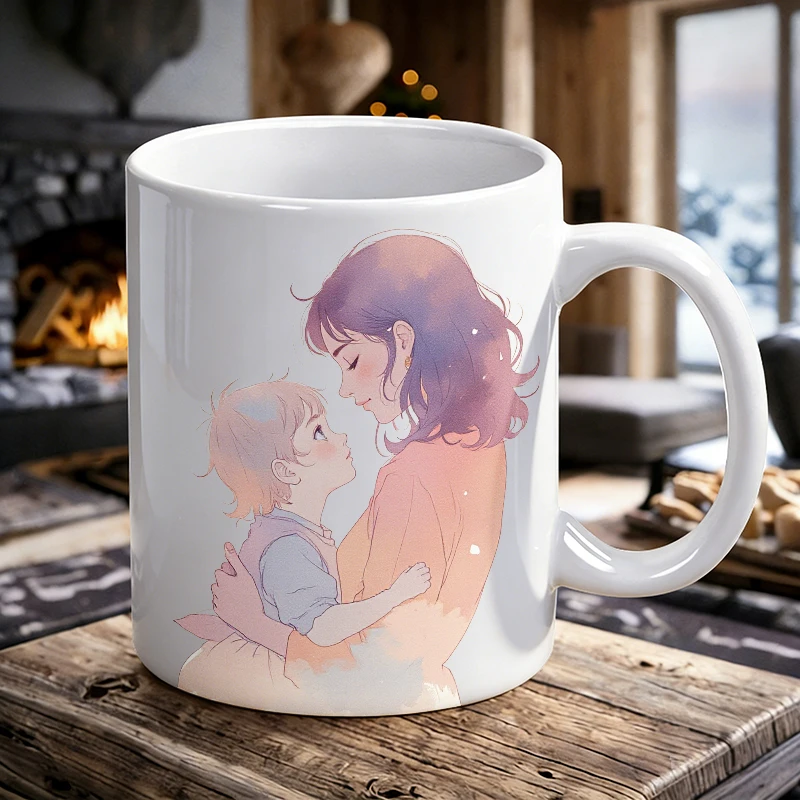 

Cup & Mug Set, Mother And Child Watercolor Ceramic Mug, Coffee Cup, Milk Cup, Office Tea Cup, Drinking Cup, Gift for Friends