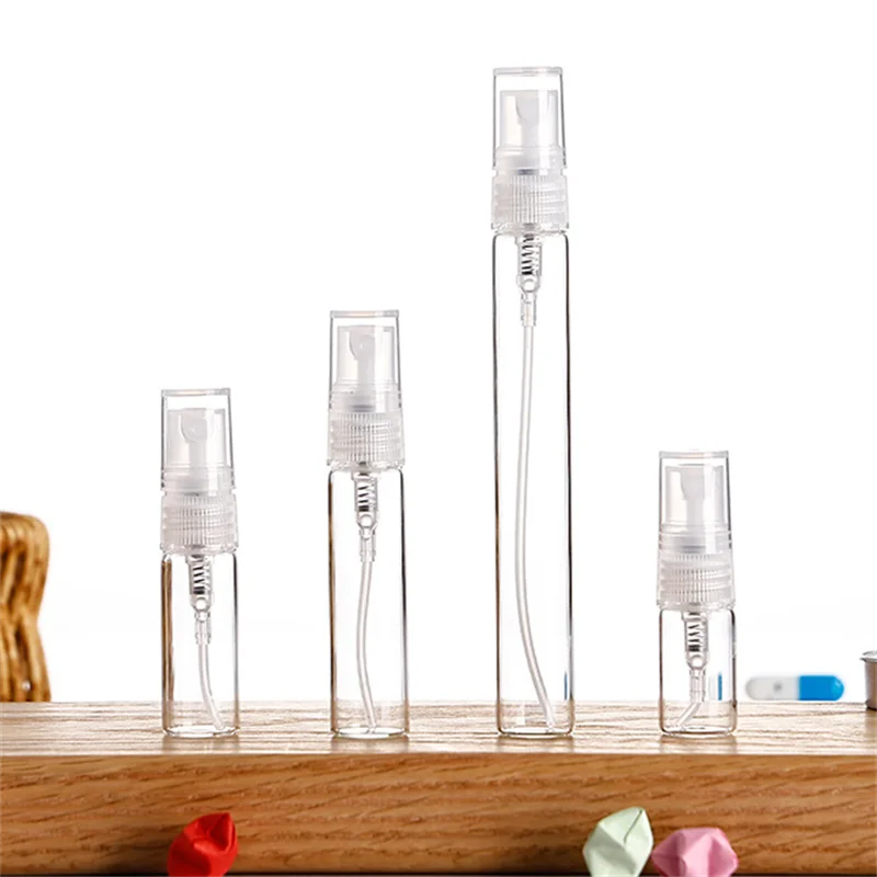 Novo 5 pçs 2/3/5/10ml preto amostra garrafa de vidro portátil garrafa de perfume vazio recarregável garrafa de cosméticos frascos de vidro fino